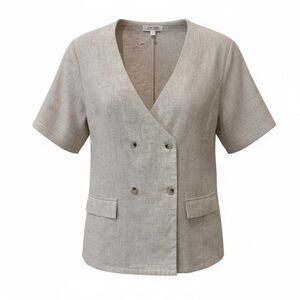 12th Tribe tan linen blend top and shorts, small